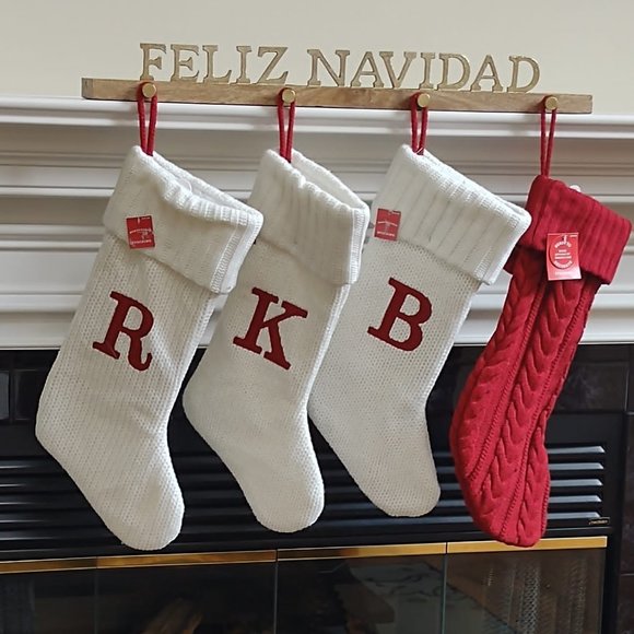 Threshold Stocking Wooden Holder Feliz Navidad Golden Letters 26in L - Picture 3 of 12